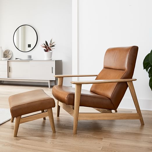 west elm camel leather chair