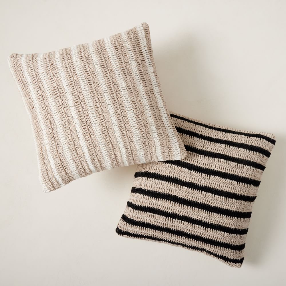 Crochet Linen Stripe Pillow Cover West Elm