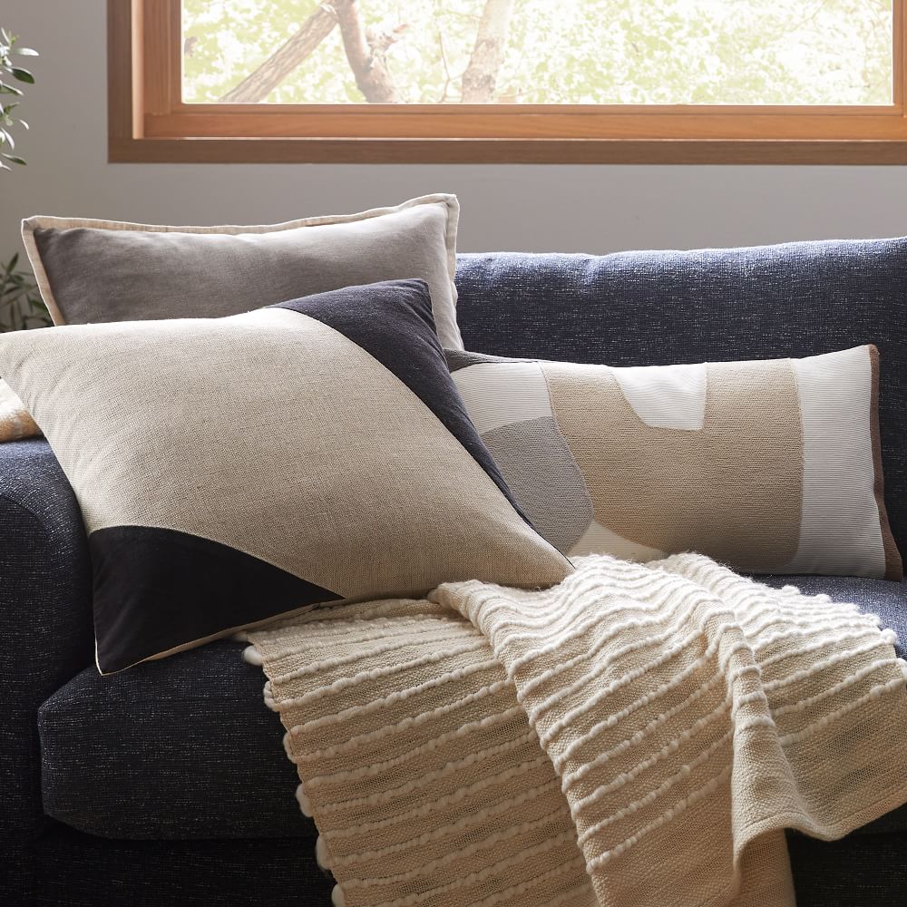 Cotton Linen & Velvet Corners Pillow Cover (24"x24") West Elm