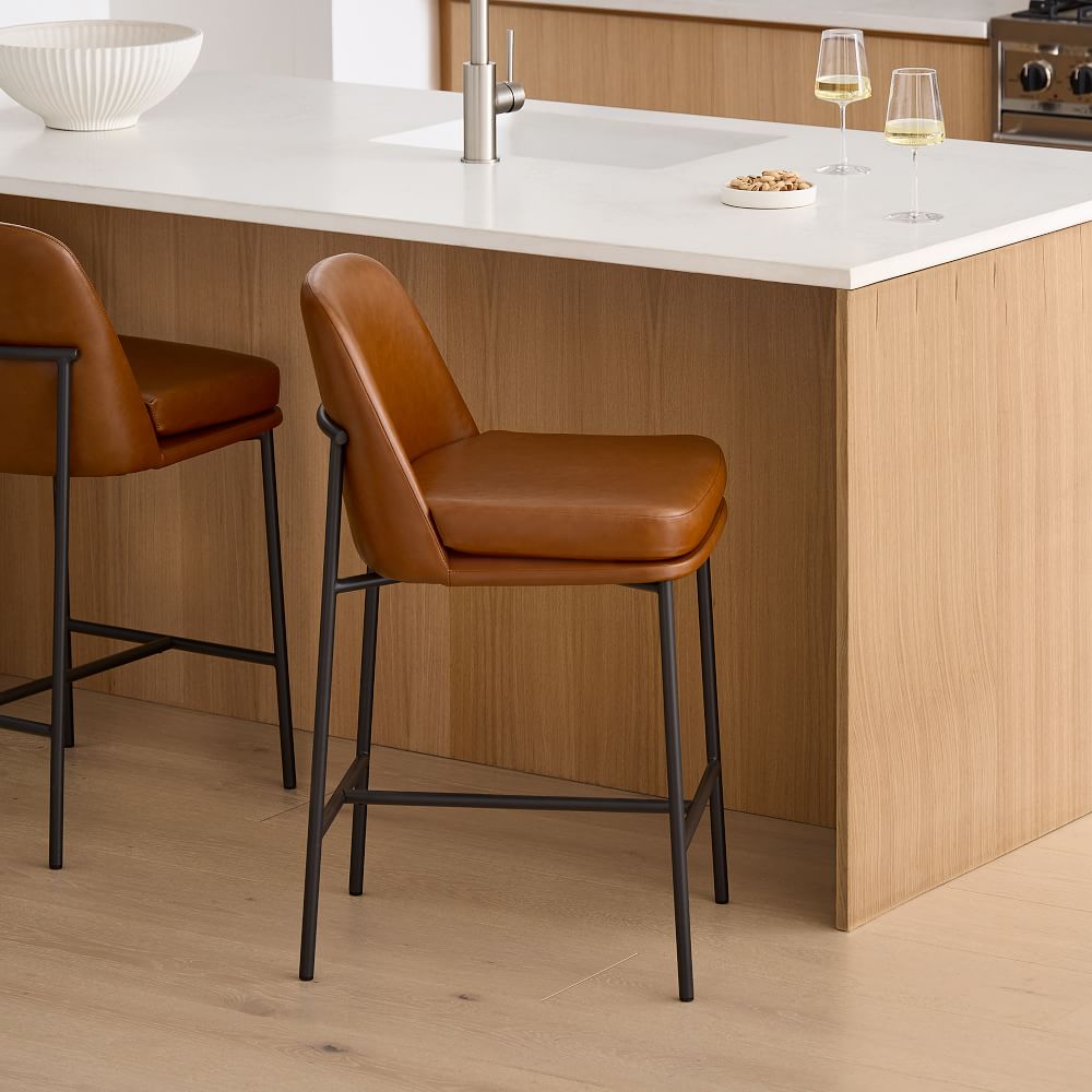 Jack Metal Frame Vegan Leather Bar & Counter Stools West Elm