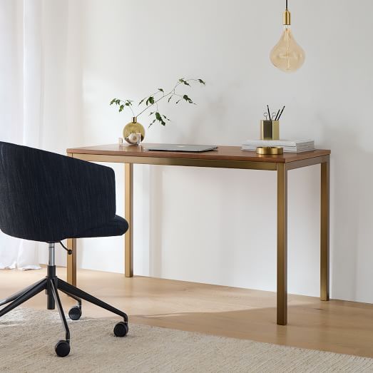 metal and wood desk chair