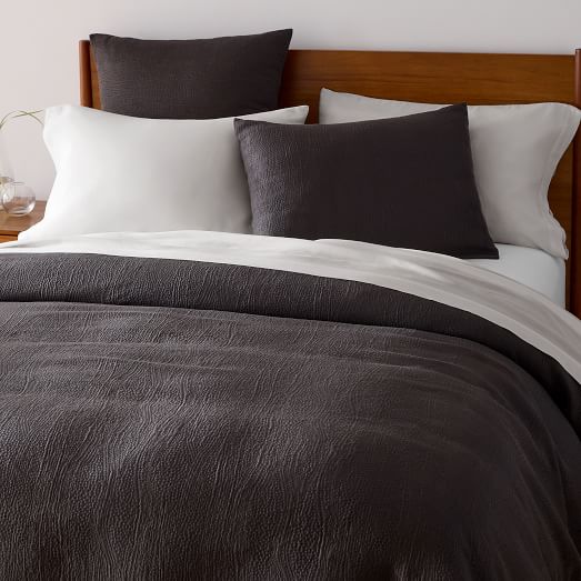 New West Elm Flannel Queen Duvet Cover only Graphite Gray 