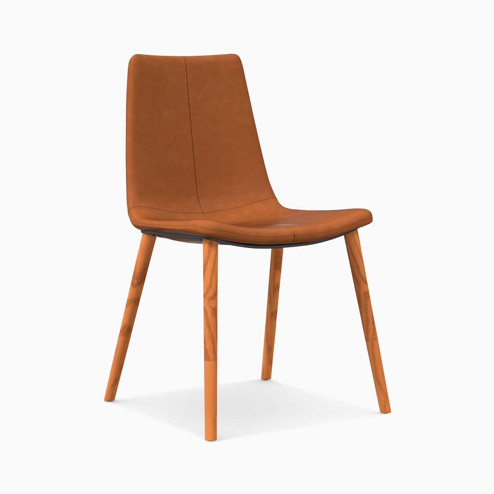 Open Box Slope Leather Dining Chair Wood Legs West Elm