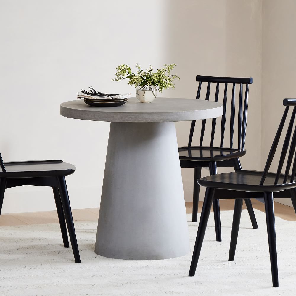 Concrete Indoor/Outdoor Pedestal Round Dining Table (32"–60") | West Elm