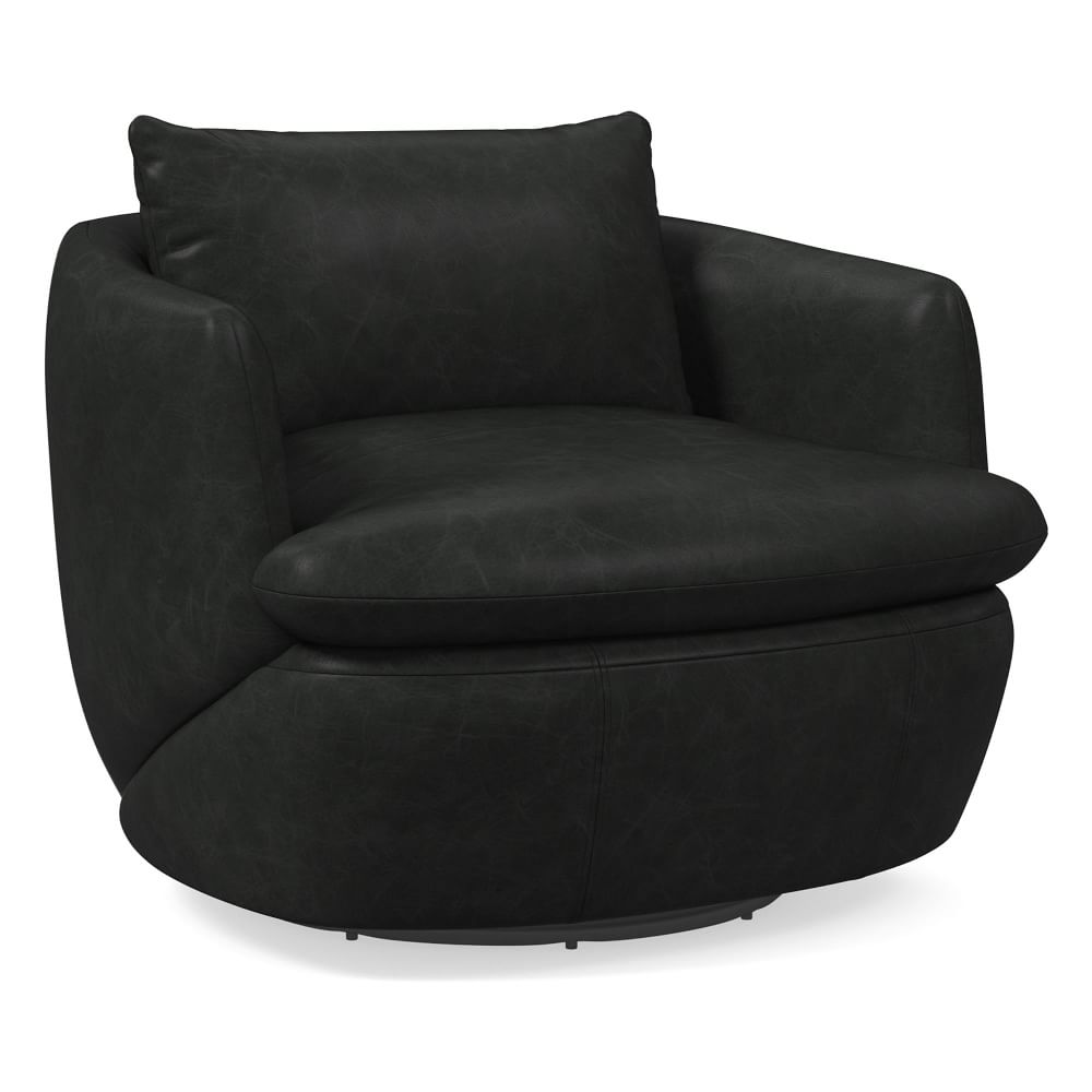 Crescent Leather Grand Swivel Chair West Elm