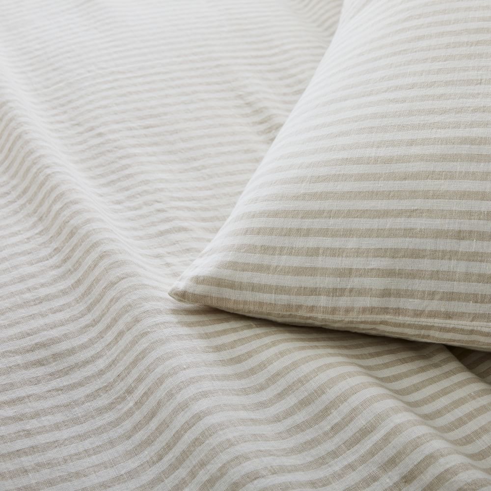 European Flax Linen Classic Stripe Duvet Cover & Shams West Elm