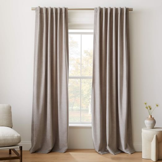 Worn Velvet Curtain Alabaster West Elm