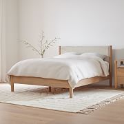 light wood queen bed frame with headboard