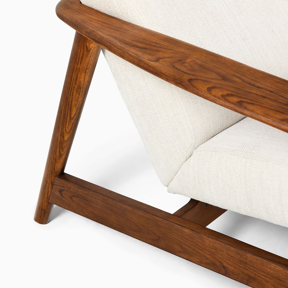 Midcentury Show Wood Highback Chair, Basket Slub, Dove, Pecan West Elm