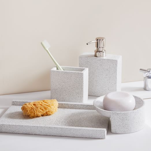 Concrete Bath Set Soap Dispenser Toothbrush holder Handmade Bathroom Home Decor 