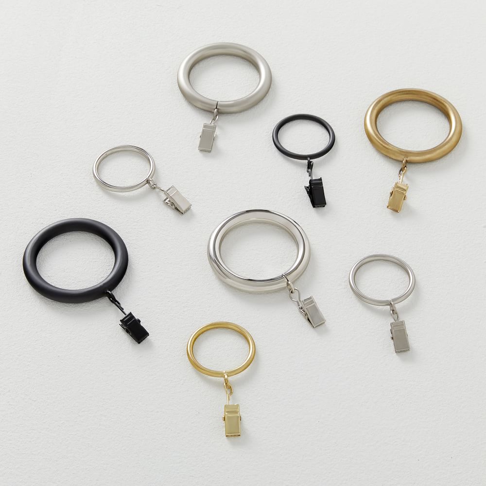 Details about   NIB West Elm  Metal Curtain Rings With Clips Set of 2 boxes 