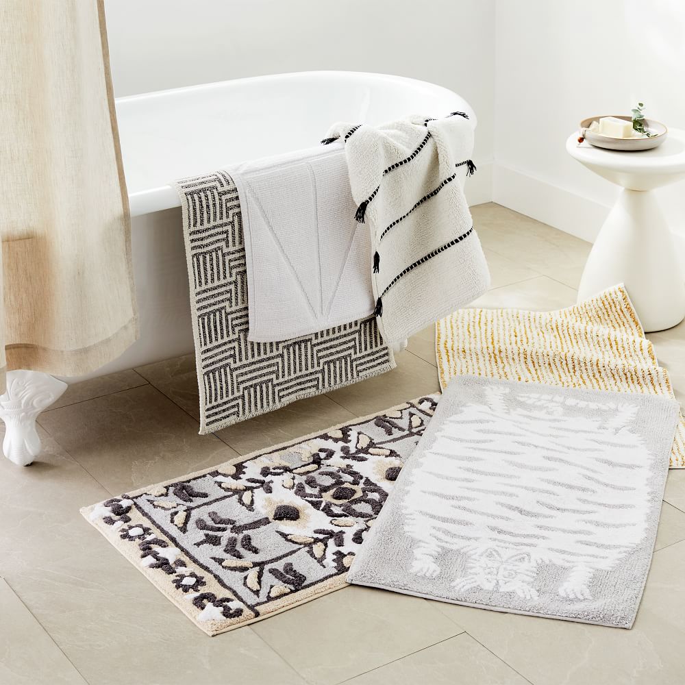 Organic Tufted Tiger Bath Mat Gray Sky West Elm