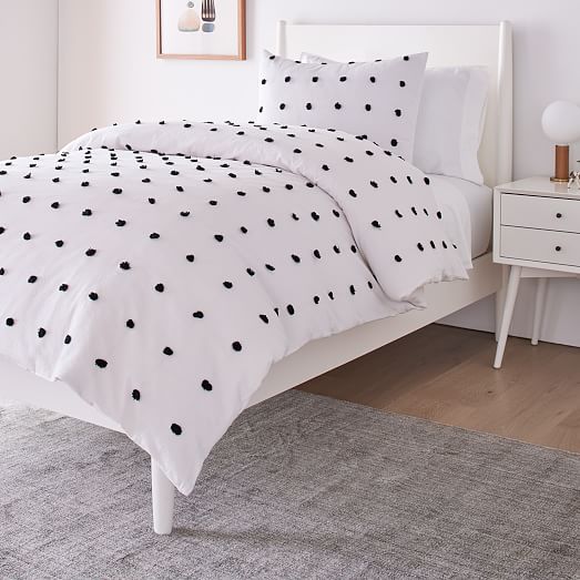 tufted dot duvet cover white