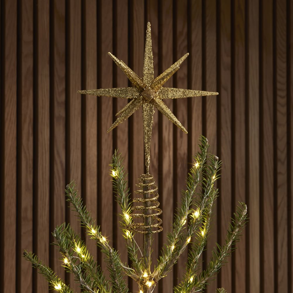 Kraft & Glitter Gem Starburst Tree Topper - Gold | West Elm