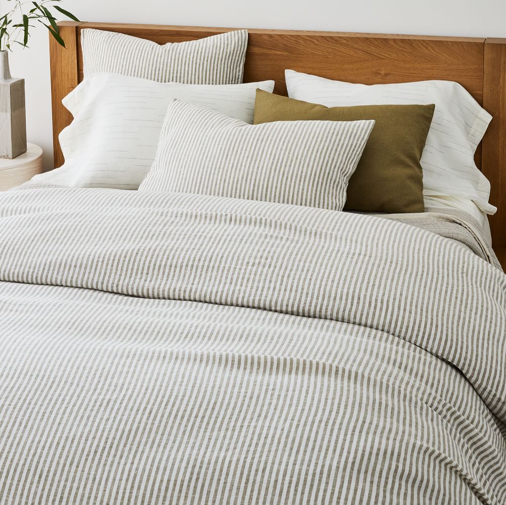 European Flax Linen Classic Stripe Duvet Cover & Shams West Elm