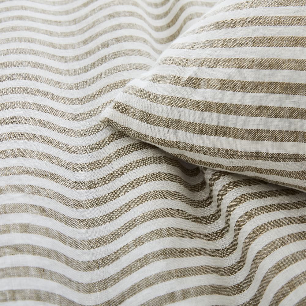 European Flax Linen Classic Stripe Duvet Cover & Shams West Elm