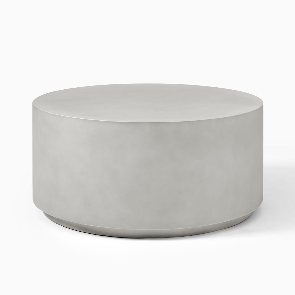 Volume Round Drum Coffee Table (36") Concrete West Elm
