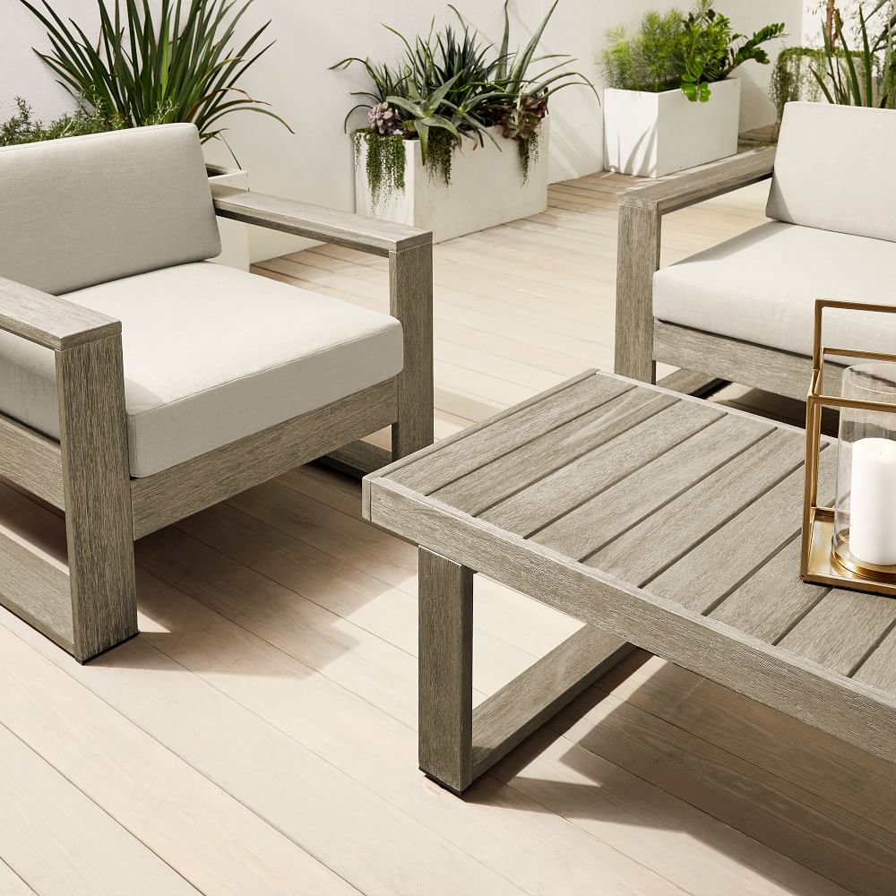 Portside Outdoor Loveseat (65"), Lounge Chair & Coffee Table (50.5") Set West Elm