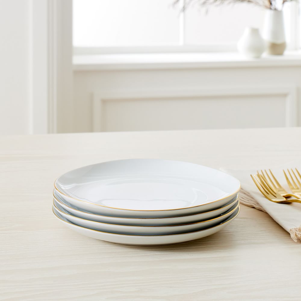 Organic Porcelain GoldRimmed Salad Plate Sets West Elm