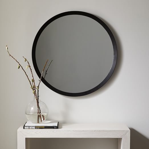 Thick Frame Metal Round Wall Mirror 30, 30 Inch Round Mirror With Black Metal Frame