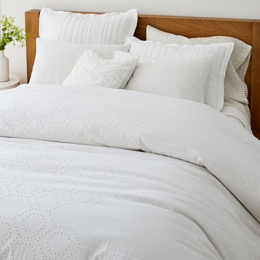 eyelet embroidered duvet cover