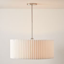 Short Drum Pendant Light - Natural Linen