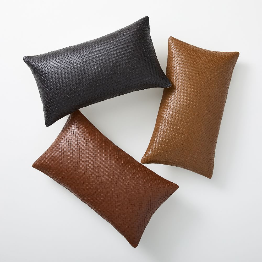 Woven Leather Pillow Cover West Elm