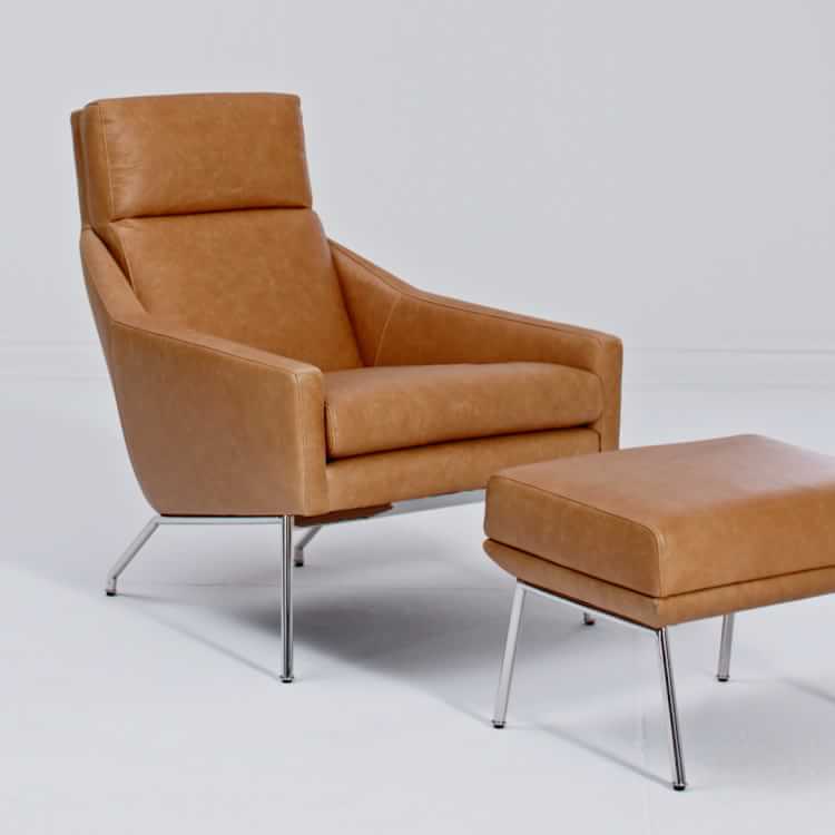 west elm tan leather chair