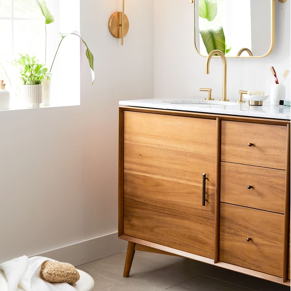 Mid-Century Double Bathroom Vanity (63") - Acorn | West Elm