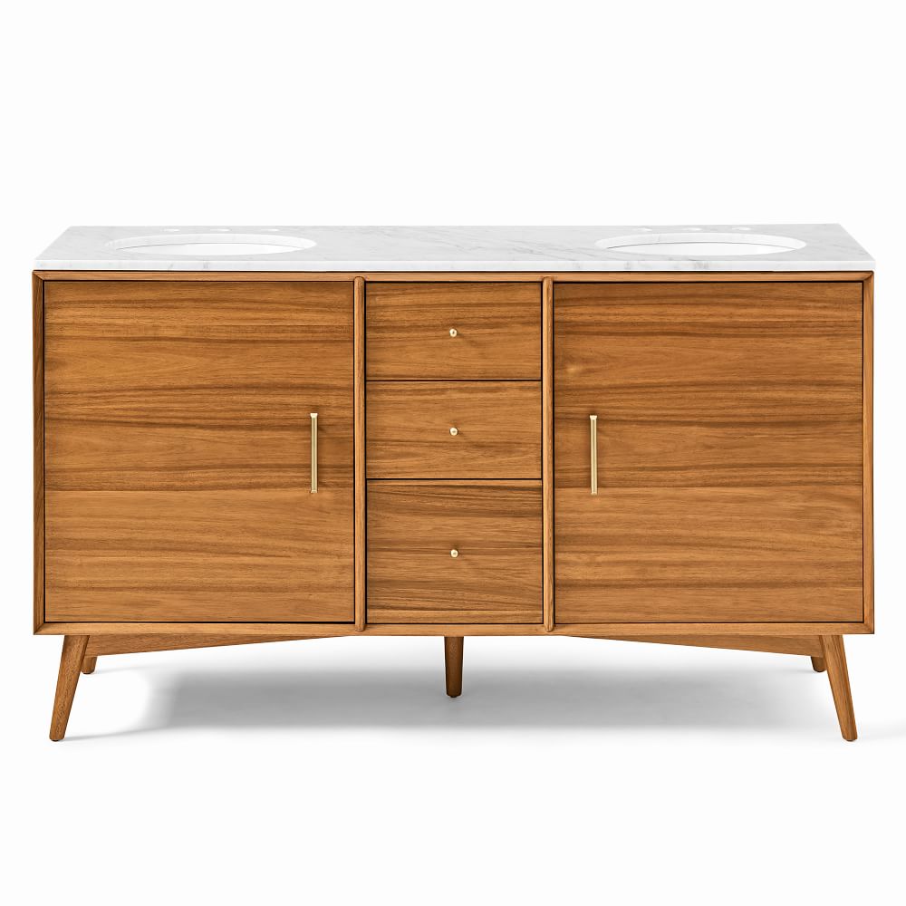 Mid-Century Double Bathroom Vanity (63") - Acorn | West Elm
