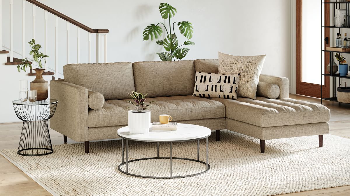 Dennes 2 Piece Chaise Sectional | Sofa With Chaise | West Elm