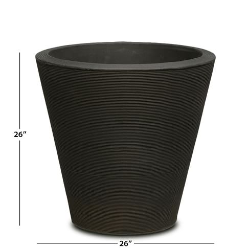 Grooved Plastic Indoor/Outdoor Round Planters | West Elm