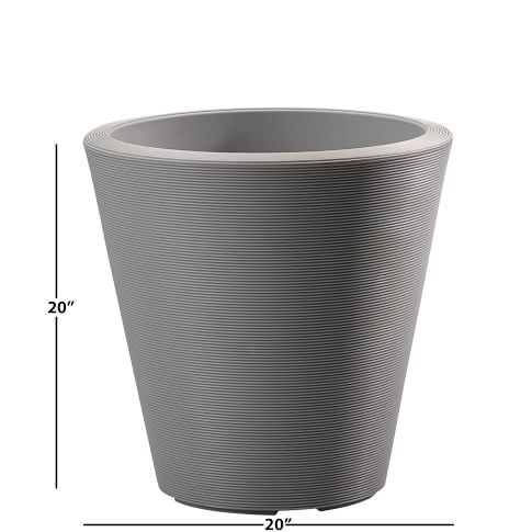 Grooved Plastic Indoor/Outdoor Round Planters | West Elm