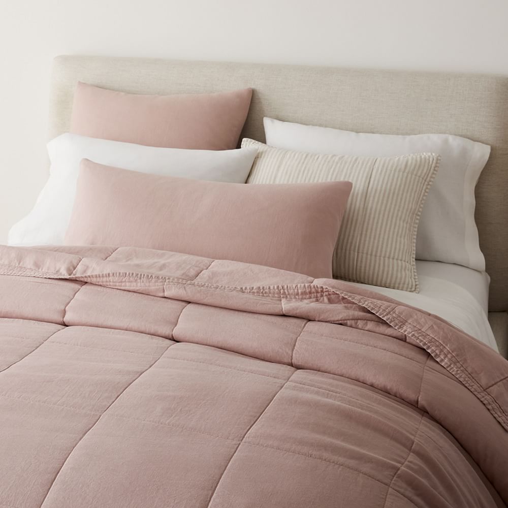 European Flax Linen Box Stitch Quilt & Shams West Elm