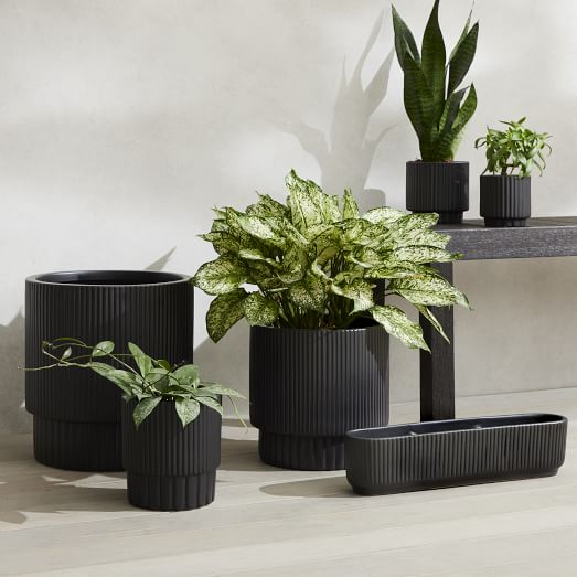Fluted Ficonstone Indoor/Outdoor Planters West Elm