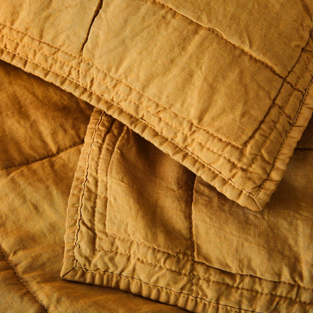 European Flax Linen Box Stitch Quilt & Shams West Elm