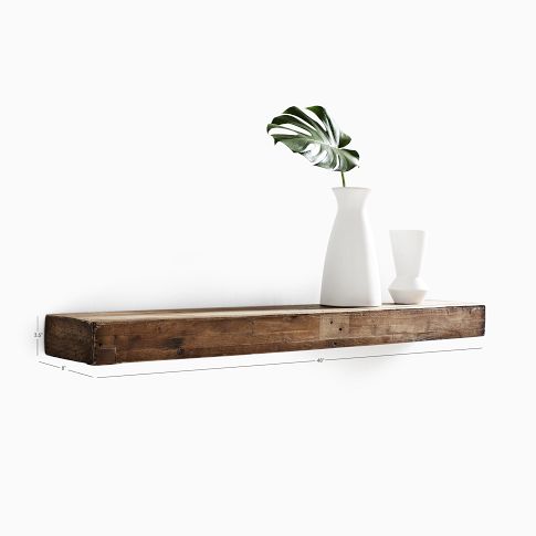 Reclaimed Solid Pine Floating Wall Shelves (24