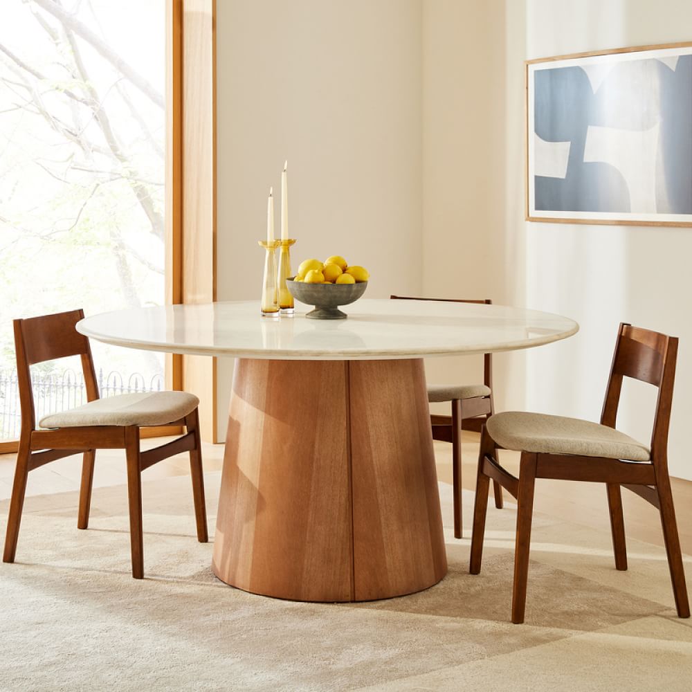 Anton Round Marble Pedestal Dining Table (44", 60") | West Elm