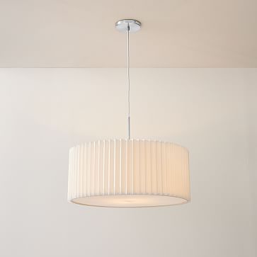 Short Drum Pendant Light - Natural Linen