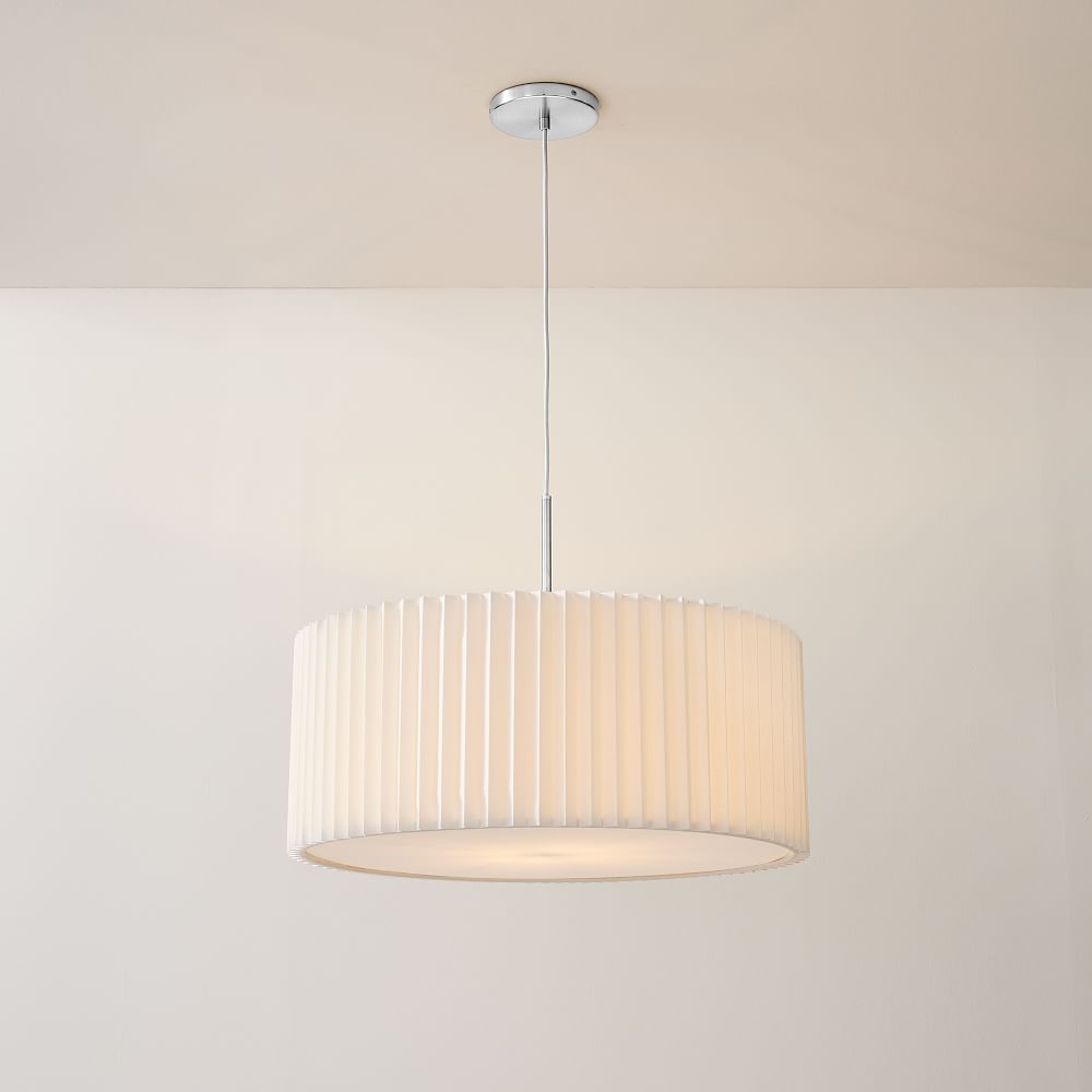 Short Drum Pendant Light - Natural Linen