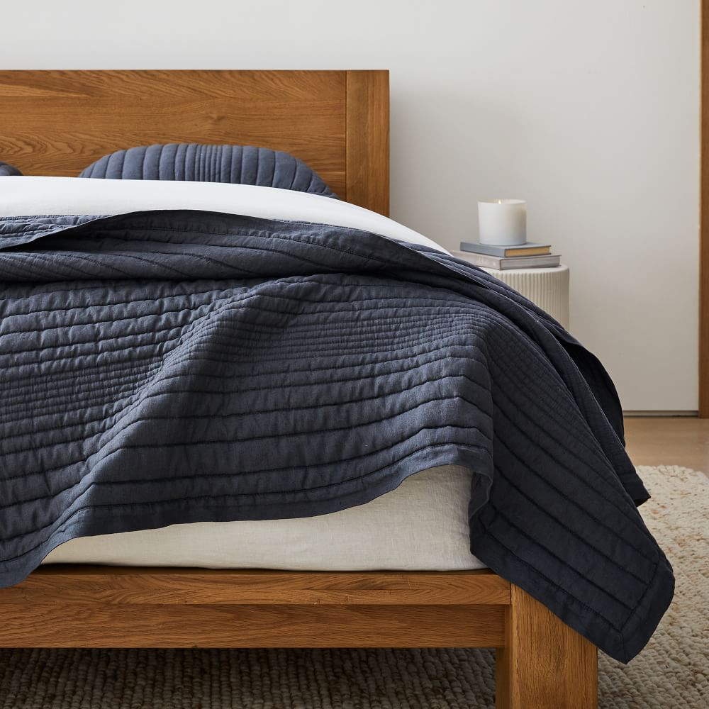 European Flax Linen Linework Quilt & Shams | West Elm