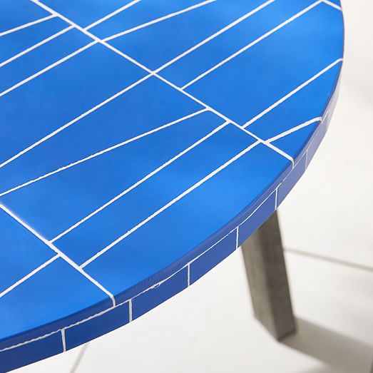 blue tile bistro table