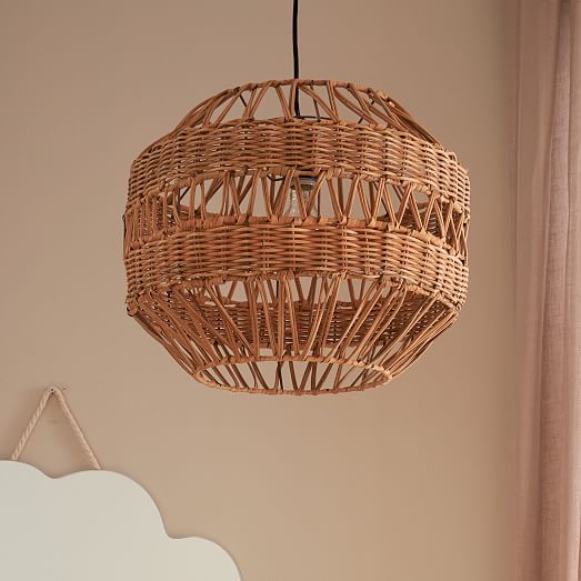 west elm rattan weave pendant