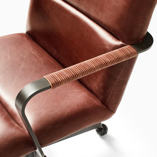 Cooper MidCentury Leather Swivel Office Chair West Elm