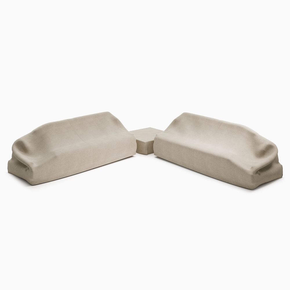 Portside Low Outdoor 3Piece LShaped Sectional w/ Coffee Table