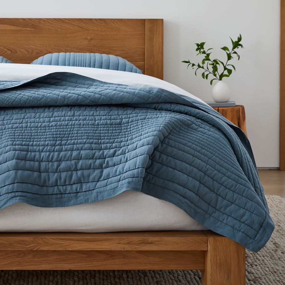 European Flax Linen Linework Quilt & Shams | West Elm