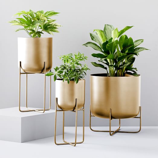 Plymouth Metal Indoor/Outdoor Planters West Elm
