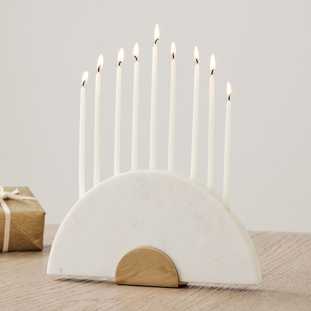 White Marble Menorah West Elm