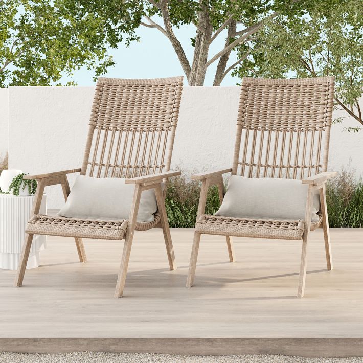 Teak & Wicker Outdoor Lounge Chair (Set of 2) West Elm