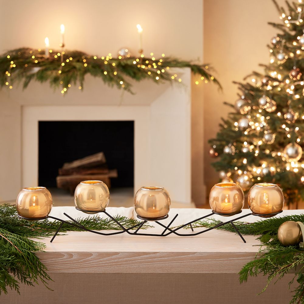 Brass & Glass Globe Centerpiece Gold Smoke West Elm